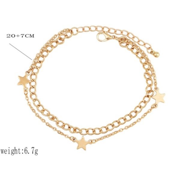 Boho Layered Gold Star & Chain Beach Anklet Set - Picture 3 of 4